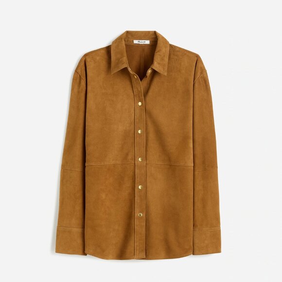Madewell Straight-Hem Button-Up Lightweight Suede Jacket NWT, M - Picture 1 of 5